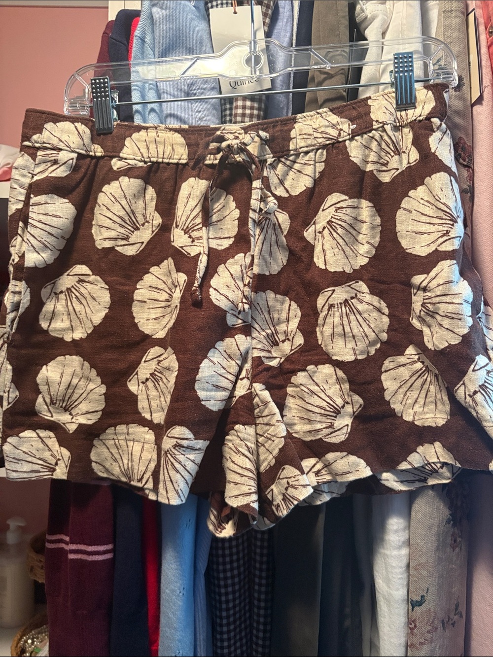 Abercrombie & Fitch Brown Shell-Print Drawstring  Shorts